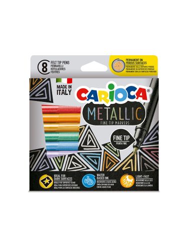 Rotulador Carioca Metallic Punta Fina Caja De 8 Unidades Colores Surtidos