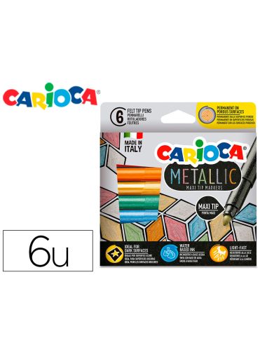 Rotulador Carioca Metallic Punta Maxi 6 Mm Caja De 6 Unidades Colores Surtidos