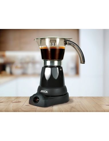 Cafetera Jocca Italiana Electrica Capacidad 6 Tazas Jarra Transparente Sin Cables 220-240V Color Negro