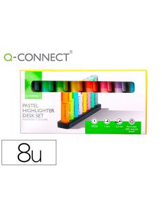 Rotulador Q-Connect Fluorescente Pastel Punta Biselada Estuche De Sobremesa 8 Colores Surtidos