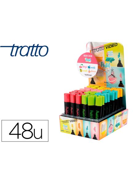 Rotulador Tratto Video Pastel Fluorescente Expositor De 48 Unidades Colores Surtidos