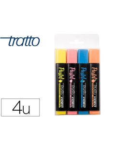 Rotulador Tratto Video Fluorescente Pastel Blister De4 Unidades Colores Surtidos