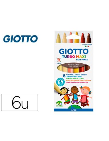 Rotulador Giotto Turbo Maxi Skin Tones Lavable Punta Bloqueada Caja De 6 Colores Surtidos