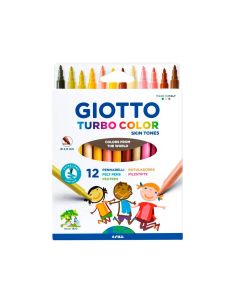 Rotulador Giotto Turbo Color Skin Tones Lavable Punta Bloqueada Caja De 12 Colores Surtidos 2