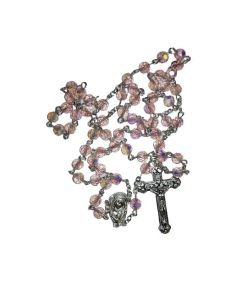 Rosario Cristal Bola Multicaras Rosa