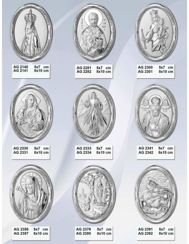 Medalla Cuna Plata Oval  Azul 8X11Cm Misericordia Jesus