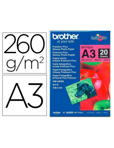 Papel Fotografico Brother Premium Plus Brillo Din A3 260G/M2 Ink-Jet Pack De 20 Hojas|Libreriasalesiana