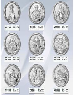 Medalla Cuna Plata Oval  Azul 8X11Cm Santo 2341