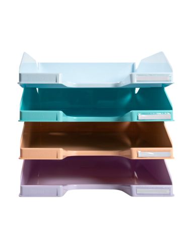 Bandeja Sobremesa Exacompta Plastico Aquarel Set De 4 Bandejas Combo Midi Colores Pastel 346X225X243 Mm