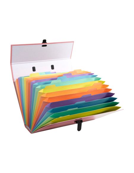 Maletin Exacompta Aquarel Con Fuelle Carton Forrado 18 Departamentos Colores Surtidos
