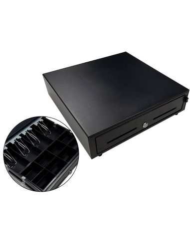 Cajon Portamonedas 8 Monederos 4 Billeteros Apertura Manual Y Llave Color Negro 410X415X110 Mm