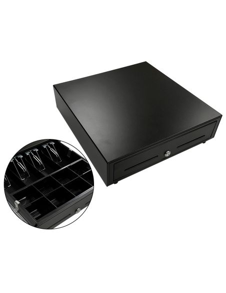 Cajon Portamonedas 8 Monederos 4 Billeteros Apertura Electrica Negro 410X415X110 Mm