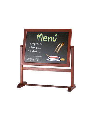 Pizarra Marron Liderpapel Para Hosteleria Doble Cara Volteable Con Superficie Para Rotuladores 32X30 Cm