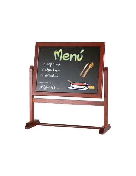 Pizarra Marron Liderpapel Para Hosteleria Doble Cara Volteable Con Superficie Para Rotuladores 32X30 Cm