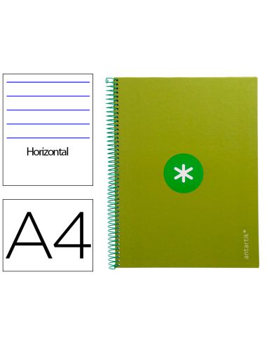 Cuaderno Espiral A4 Micro Antartik Tapa Forrada80H 90 Gr Horizontal 1 Banda 4 Taladros Color Verde