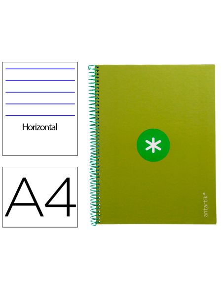 Cuaderno Espiral A4 Micro Antartik Tapa Forrada80H 90 Gr Horizontal 1 Banda 4 Taladros Color Verde