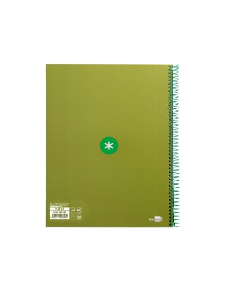 Cuaderno Espiral A4 Micro Antartik Tapa Forrada80H 90 Gr Horizontal 1 Banda 4 Taladros Color Verde