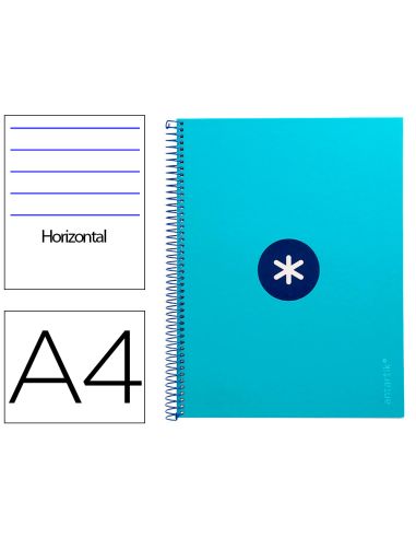 Cuaderno Espiral A4 Micro Antartik Tapa Forrada80H 90 Gr Horizontal 1 Banda 4 Taladros Color Turquesa