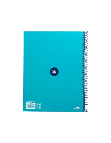 Cuaderno Espiral A4 Micro Antartik Tapa Forrada80H 90 Gr Horizontal 1 Banda 4 Taladros Color Turquesa