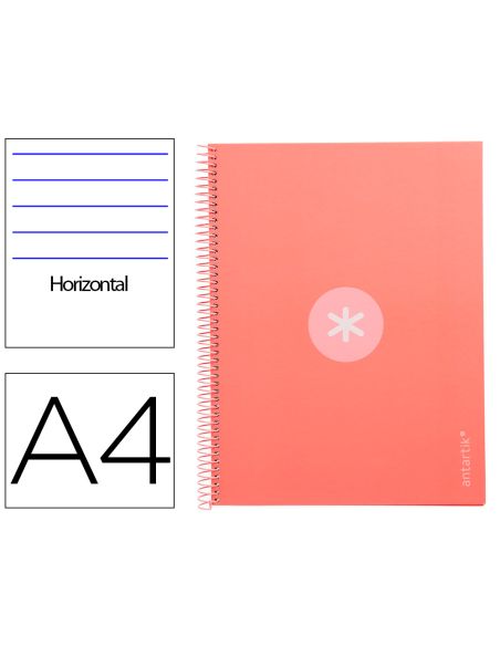Cuaderno Espiral A4 Micro Antartik Tapa Forrada80H 90 Gr Horizontal 1 Banda 4 Taladros Color Rosa Claro