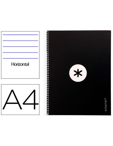 Cuaderno Espiral A4 Micro Antartik Tapa Forrada80H 90 Gr Horizontal 1 Banda 4 Taladros Color Negro