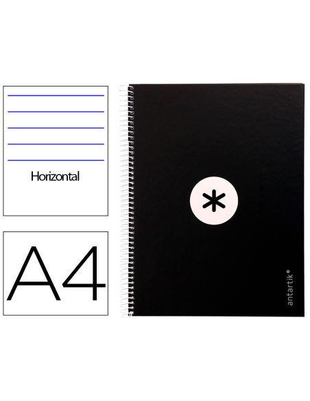 Cuaderno Espiral A4 Micro Antartik Tapa Forrada80H 90 Gr Horizontal 1 Banda 4 Taladros Color Negro