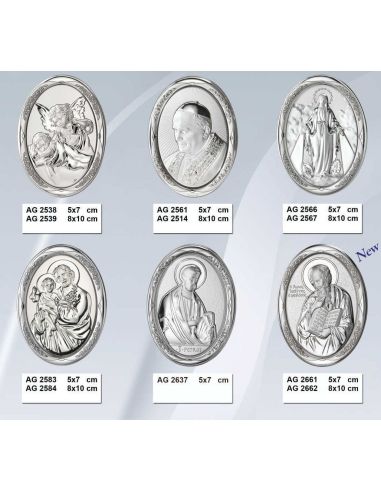 Medalla Cuna Plata Oval  Azul 8X11Cm San Jose 2583