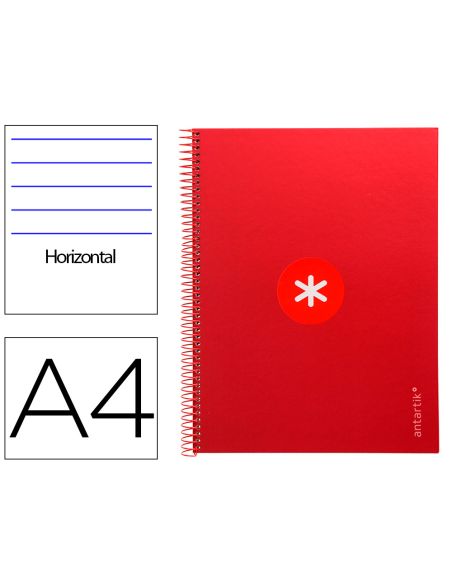 Cuaderno Espiral A4 Micro Antartik Tapa Forrada80H 90 Gr Horizontal 1 Banda 4 Taladros Color Frambuesa