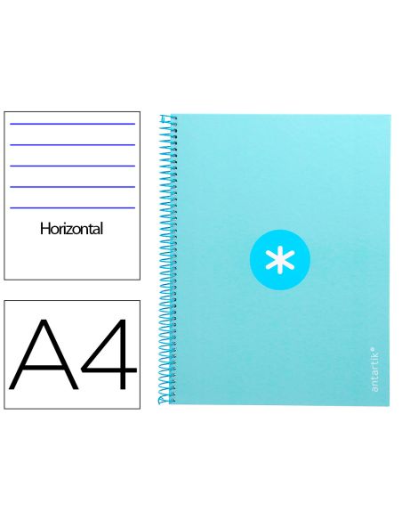 Cuaderno Espiral A4 Micro Antartik Tapa Forrada80H 90 Gr Horizontal 1 Banda 4 Taladros Color Celeste