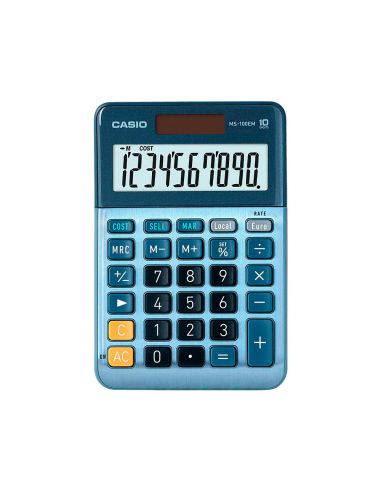 Calculadora Casio Ms-100Em Sobremesa 10 Digitos Tx +/- Tecla Color Azul