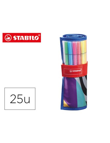 Rotulador Stabilo Punta De Fibra Pen 68 Arty Estuche Rollerset De 25 Unidades Colores Surtidos