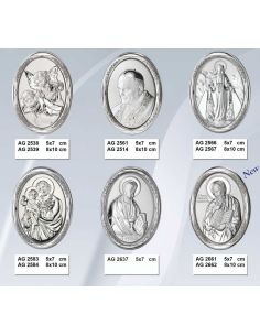Medalla Cuna Plata Oval  Azul 8X11Cm Santo 2661