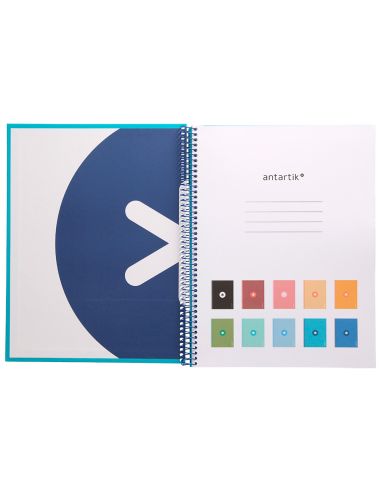Cuaderno Espiral A4 Micro Antartik Tapa Forrada 80H 90 Gr Cuadro 5Mm 1 Banda 4 Taladros Turquesa