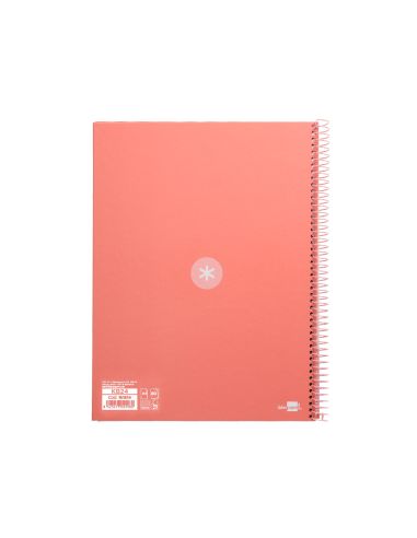 Cuaderno Espiral A4 Micro Antartik Tapa Forrada 80H 90 Gr Cuadro 5Mm 1 Banda 4 Taladros Rosa Claro