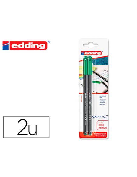 Rotulador Edding Punta Fibra 1200 Verde N.4 Punta Redonda 0.5 Mm Blister De 2 Unidades
