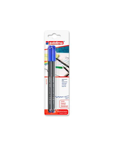 Rotulador Edding Punta Fibra 1200 Azul N.3 Punta Redonda 0.5 Mm Blister De 2 Unidades