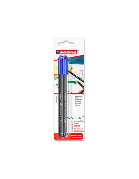 Rotulador Edding Punta Fibra 1200 Azul N.3 Punta Redonda 0.5 Mm Blister De 2 Unidades