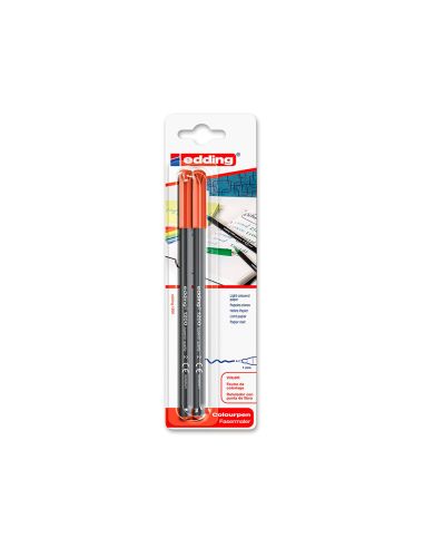 Rotulador Edding Punta Fibra 1200 Rojo N.2 Punta Redonda 0.5 Mm Blister De 2 Unidades