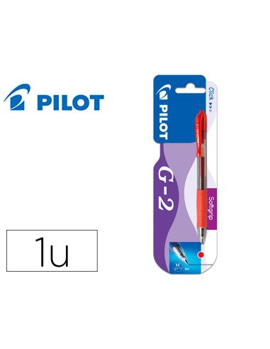 Boligrafo Pilot G-2 Rojo Tinta Gel Retractil Sujecion De Caucho En Blister