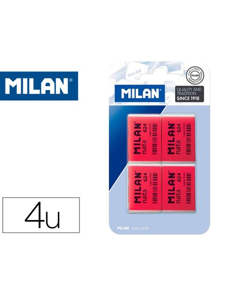 Goma De Borrar Milan Nata 624 Blister De 4 Unidades