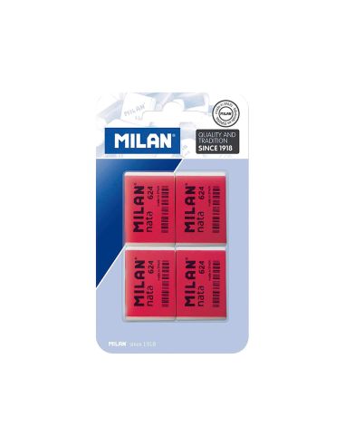 Goma De Borrar Milan Nata 624 Blister De 4 Unidades