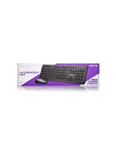 Set Teclado Y Raton Ngs Harmony Inalambrico Silencioso Con 12 Teclas Multimedia Color Negro