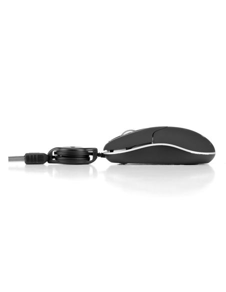 Raton Ngs Wired Sin 1000 Dpi Retractil 3 Botones Usb Color Negro