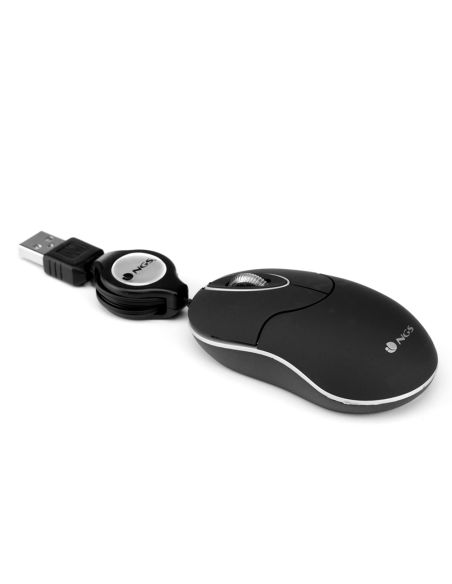 Raton Ngs Wired Sin 1000 Dpi Retractil 3 Botones Usb Color Negro