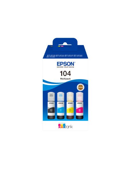 Ink-Jet Epson /104 4 Clr Multipack (Bk / C / M / Y)/Ecotank Et-2710 / Et-2711 / Et-2712 / Et-2714 / Et-2715