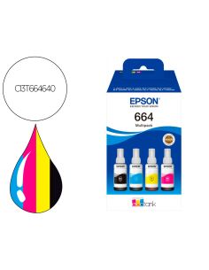 Ink-Epson /664 4 Clr Multipack (Bk / C / M / Y) Ecotank L300 / L355 / L555 / Et-2500 / Et-2550 / Et-2600 /
