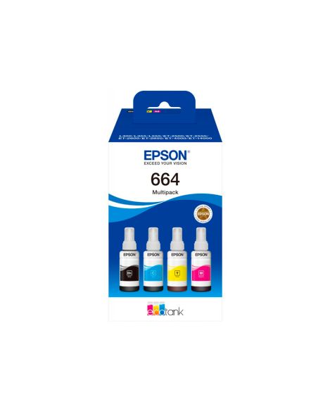 Ink-Epson /664 4 Clr Multipack (Bk / C / M / Y) Ecotank L300 / L355 / L555 / Et-2500 / Et-2550 / Et-2600 /