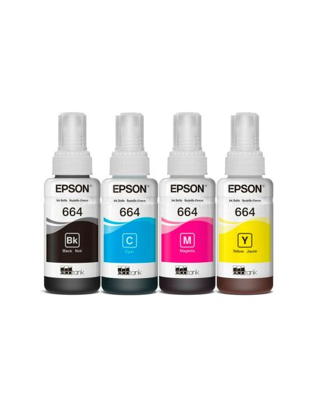 Ink-Epson /664 4 Clr Multipack (Bk / C / M / Y) Ecotank L300 / L355 / L555 / Et-2500 / Et-2550 / Et-2600 /