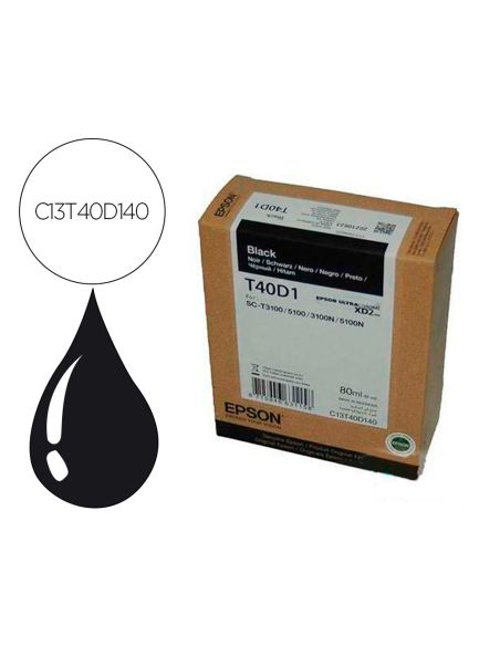 Ink-Jet Epson Ultrachrome Xd2 Negro T40D140 Sc-T3100/Sc-T 5100 80 Ml
