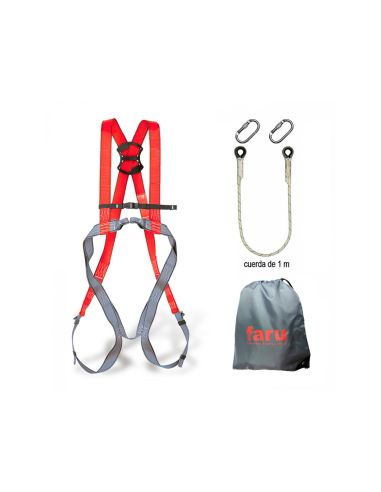 Conjunto Anticaidas Faru Arnes P30F + Cuerda C170 + 2 Mosquetones Virola + Bolsa Porta Arnes